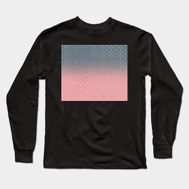 Teal and pink gradient w.metallic pattern Long Sleeve T-Shirt by CreaKat